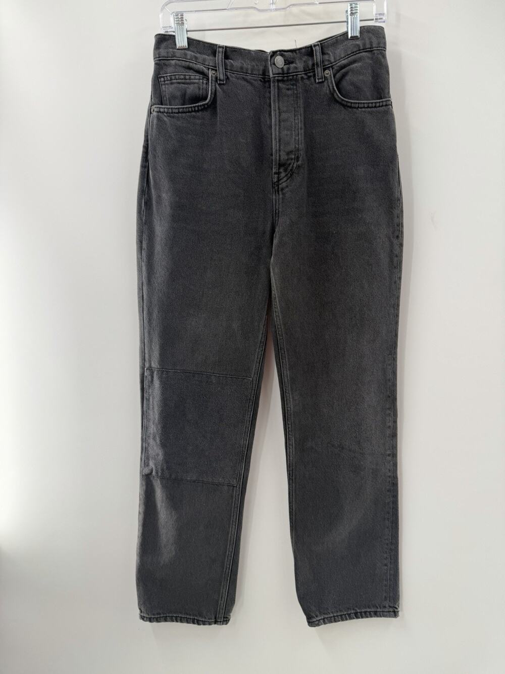 Reformation Women’s Straight Cynthia Patch Jeans Black Wash High Rise Size 28